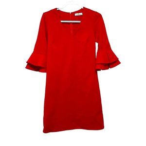 CK Bradley Dress Ruffle Bell Half Sleeve V Neck Tailored Size Medium/Small